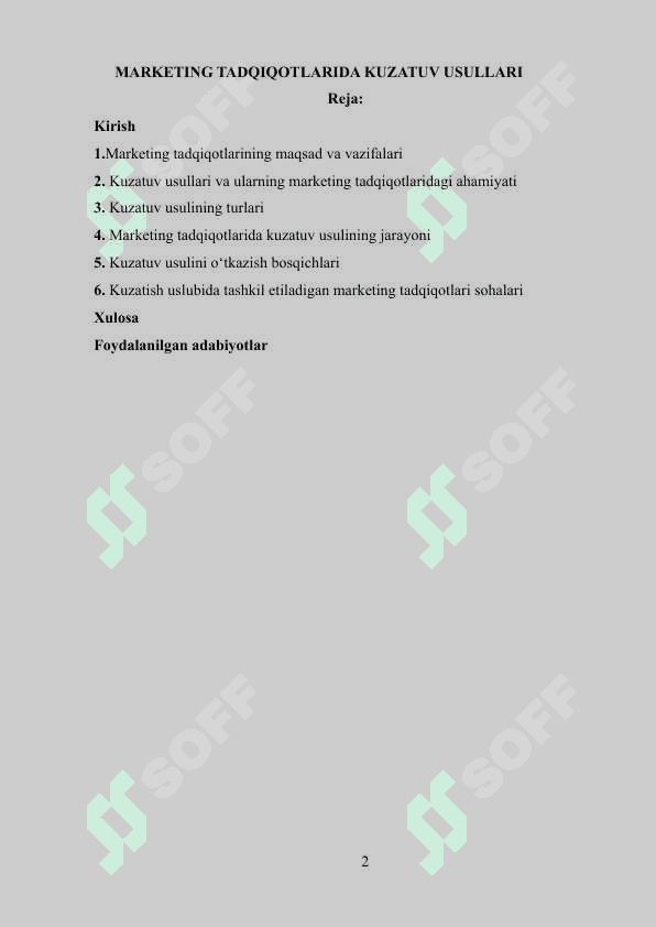 MARKETING TADQIQOTLARIDA KUZATUV USULLARI 2