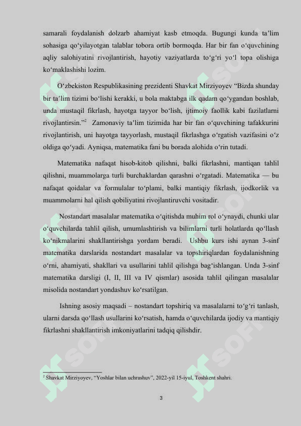 3-sinf matematika darslarida nostandart topshiriq va masalalar bilan ishlash 3