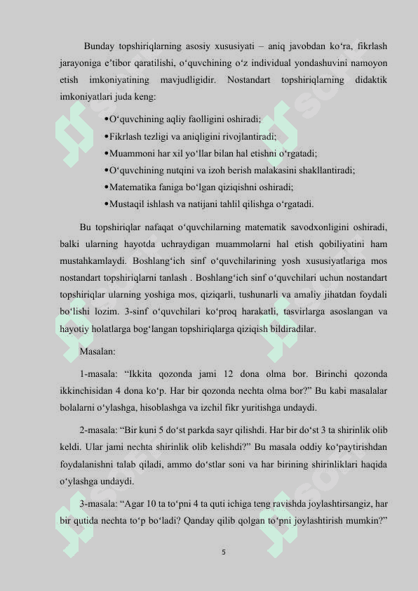 3-sinf matematika darslarida nostandart topshiriq va masalalar bilan ishlash 5