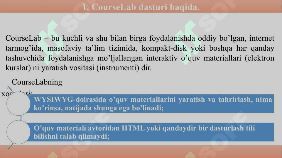 Elektron darslik yartuvchi dasturlar. CourseLab dasturi 3