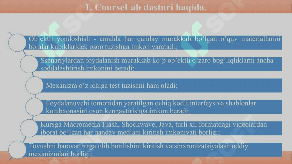 Elektron darslik yartuvchi dasturlar. CourseLab dasturi 4