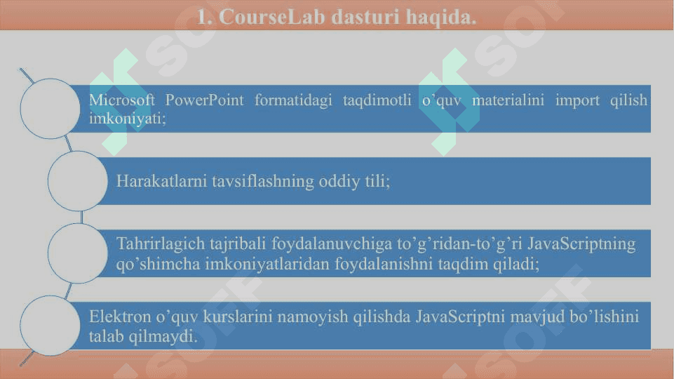 Elektron darslik yartuvchi dasturlar. CourseLab dasturi 5