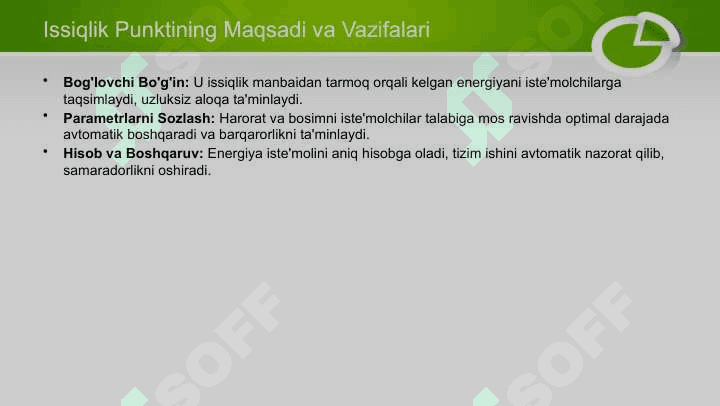 Markazlashgan issiqlik taʼminoti. Issiqlik punkti uskunalari 8