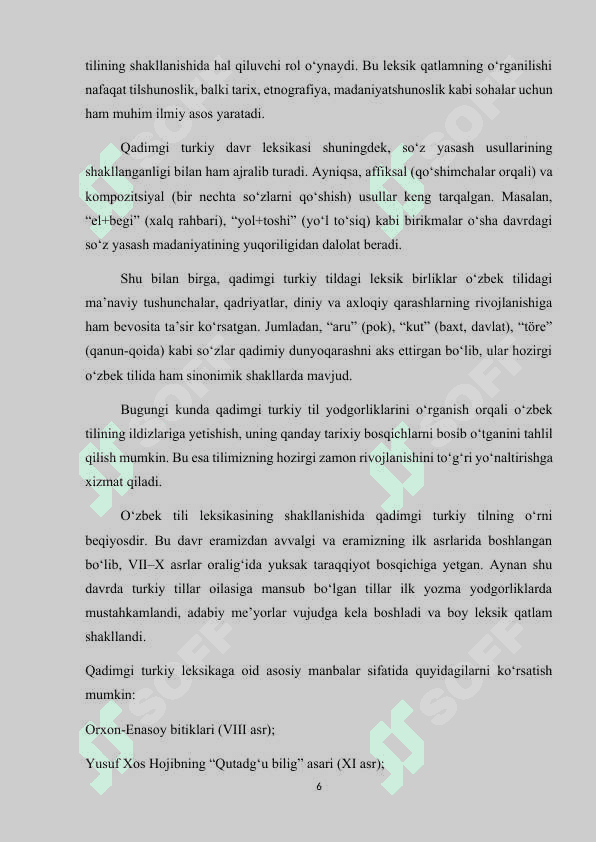 O‘ZBEK TILI LEKSIKASINING TARIXIY TARAQQIYOTI 6