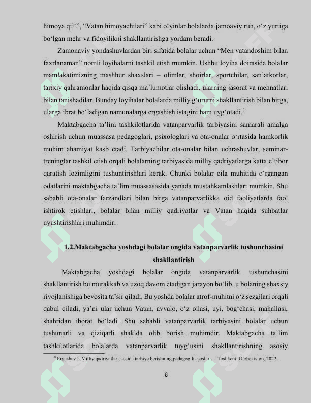 Bolalarni vatanparvarlik ruhida tarbiyalashda maktabgacha ta’lim tashkilotining o‘rni 8