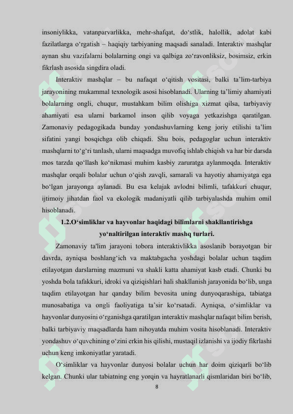 BOLALARDA O‘SIMLIKLAR VA HAYVONLAR DUNYOSINI O‘RGANISH UCHUN INTERAKTIV MASHQLAR 7