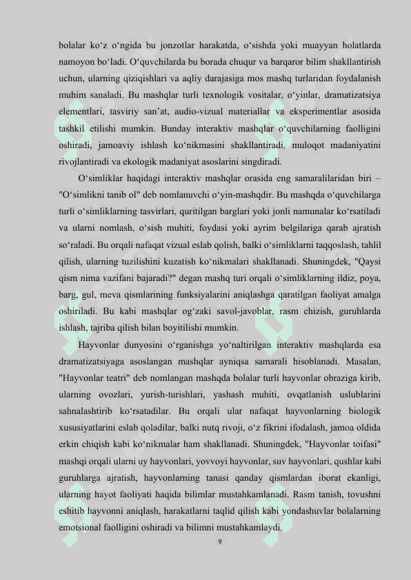 BOLALARDA O‘SIMLIKLAR VA HAYVONLAR DUNYOSINI O‘RGANISH UCHUN INTERAKTIV MASHQLAR 8