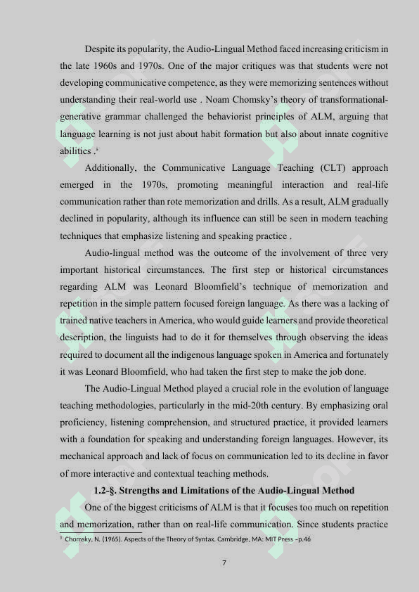 THE AUDIO-LINGUAL METHOD (AUDIOLINGUALISM) IN TEACHING COMMUNICATIVE SKILLS 7