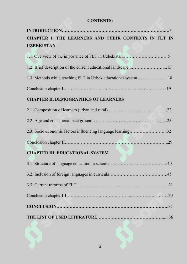 The learners and their contexts in FLT in Uzbekistan 2