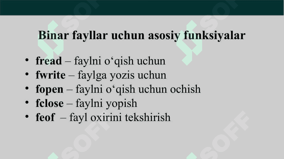 Fayllar va fayllar bilan ishlash 7