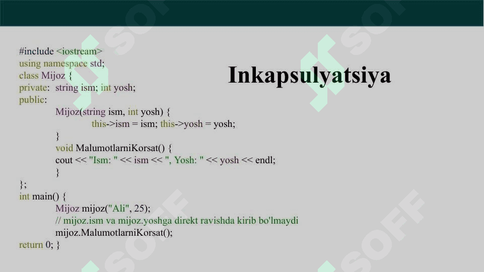 Inkapsulyatsiya va merosxo'rlik 5