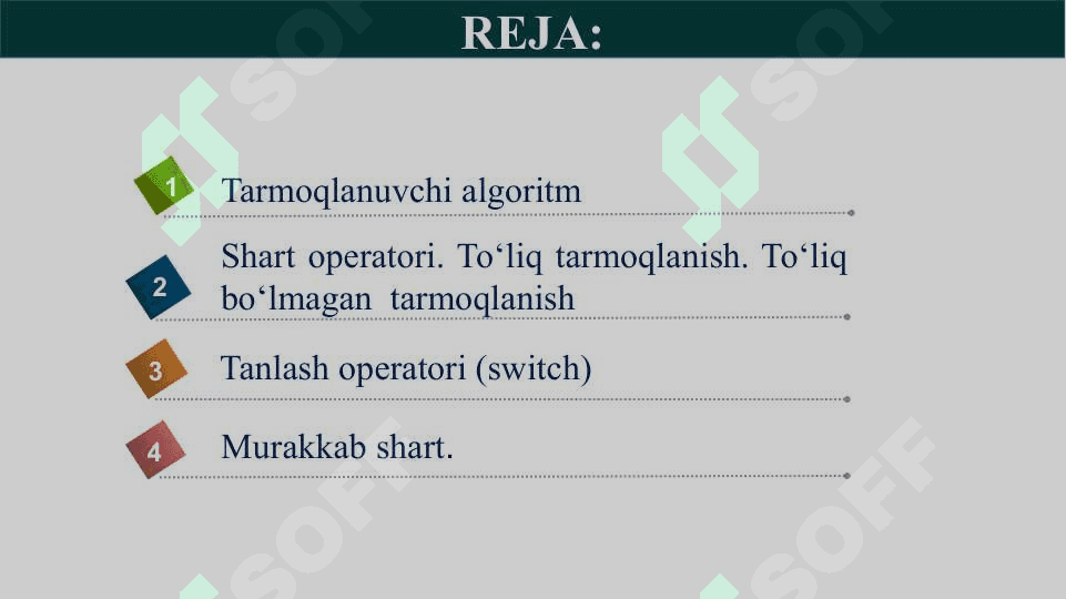 Tarmoqlanish va uzilishlarni tashkil etish operatorlari 2