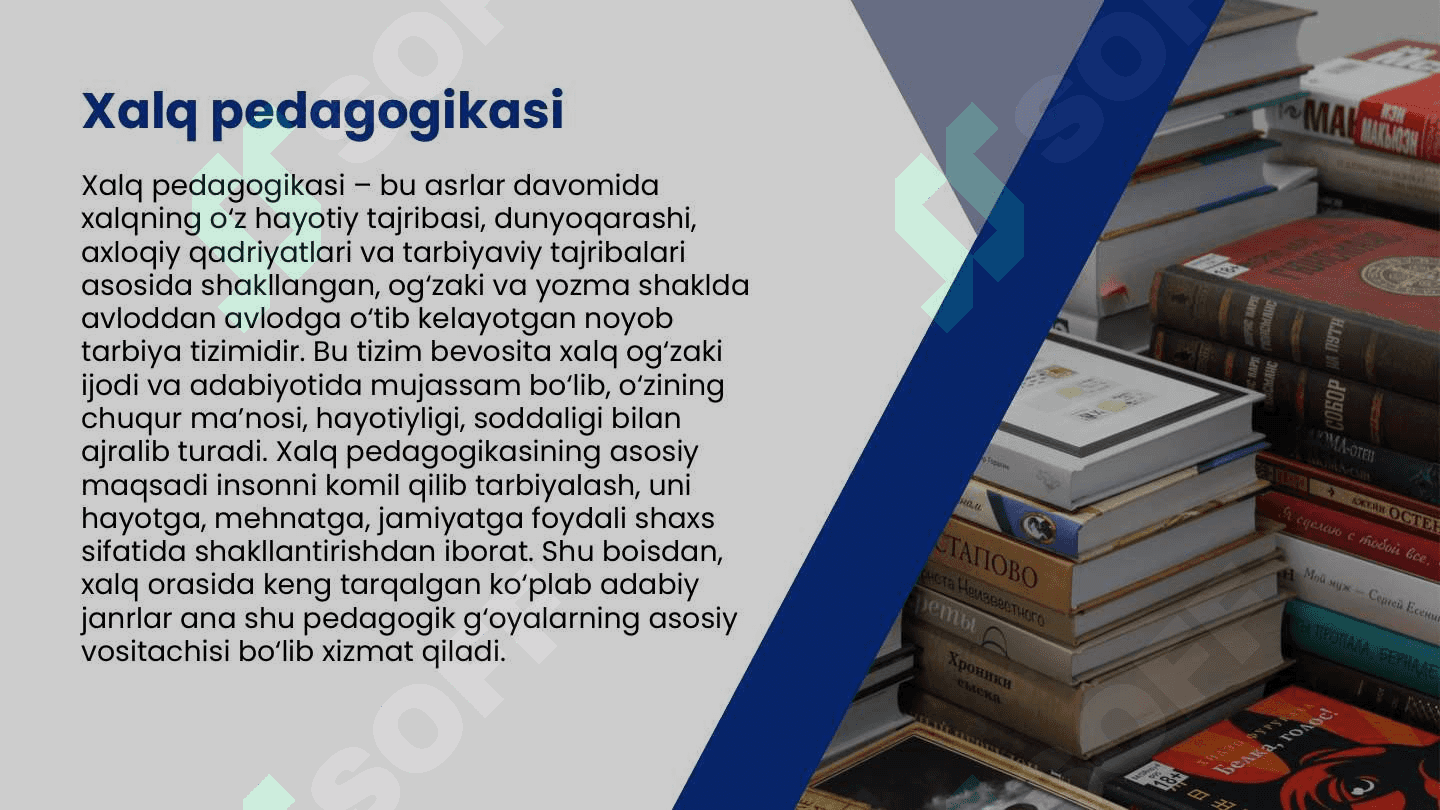 Xalq pedagogikasi bilan chambarchas bogʻliq boʻlgan adabiy janrlar 2