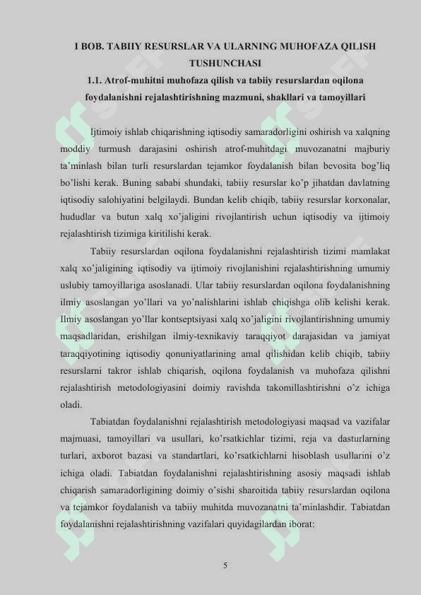 Tabiatni va tabiiy resurslarni muhofaza qilish 5