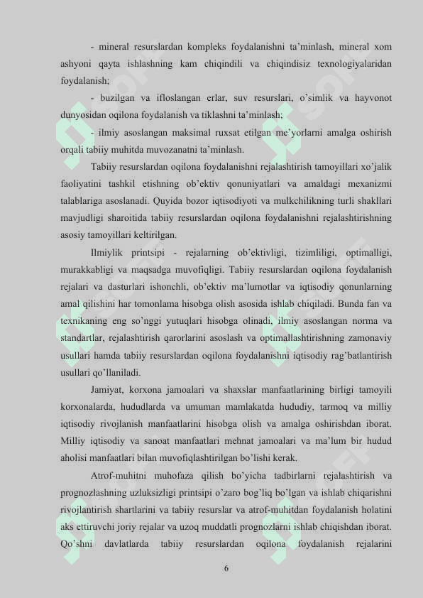 Tabiatni va tabiiy resurslarni muhofaza qilish 6