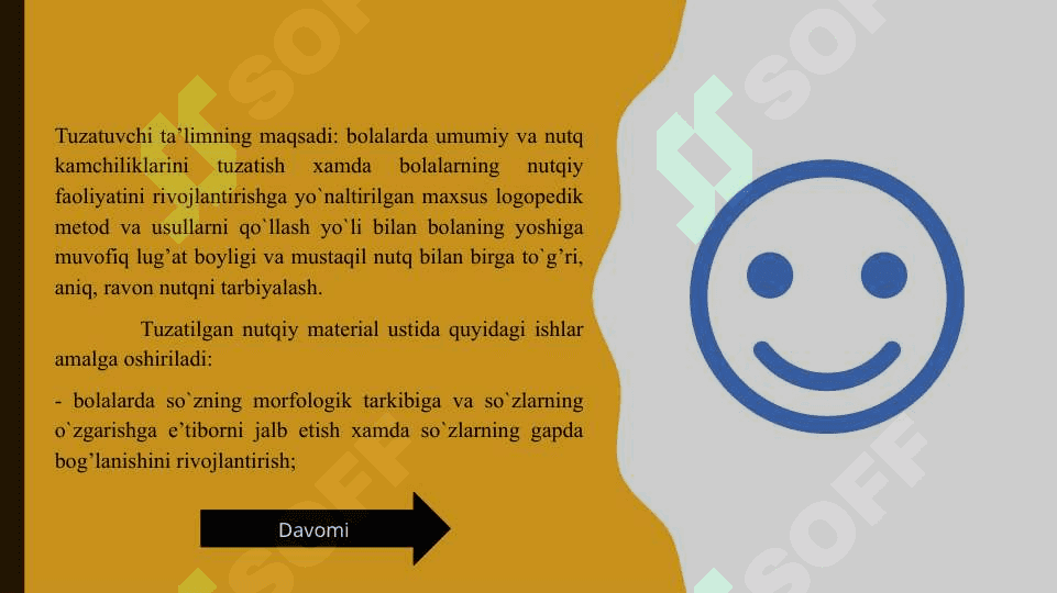 Maktabgacha  yoshdagi bolalarda namoyon bo’ladigan fonetik-fonematik nutq kamchiligini bartaraf etish boyicha olib boriladigan ish mazmuni, korrektsion ishni tashkil etish va rejalashtirish 6