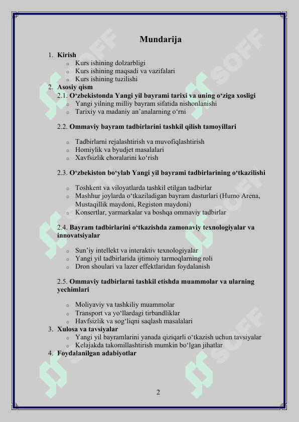 O‘zbekistonda Yangi yil bayramiga bag‘ishlangan ommaviy tadbirlarni tashkil qilish 2