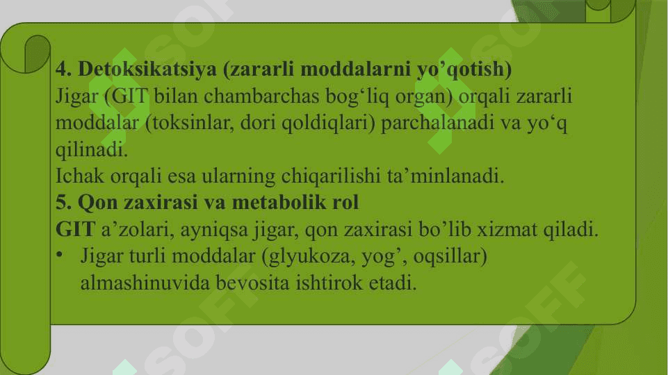 Me’da ichak traktining hazm qilishga oid bo'lmagan funksiyalari. 4