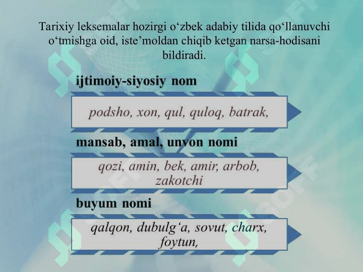 O‘zbek tili leksikasining tarixiy taraqqiyoti.  O‘zbek  tili frazeologiyasi 8