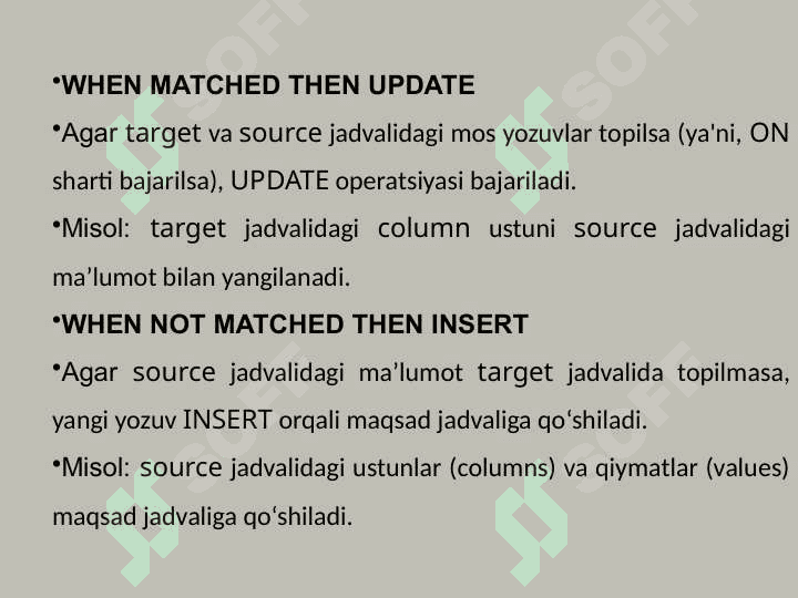 Ma’lumotlarni qayta ishlash  SQL operatorlari 7