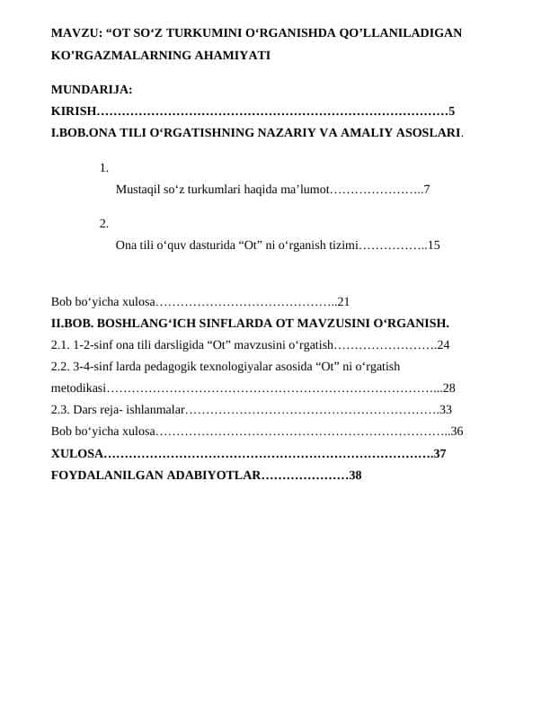 OT SO‘Z TURKUMINI O‘RGANISHDA QO’LLANILADIGAN KO’RGAZMALARNING AHAMIYATI 1