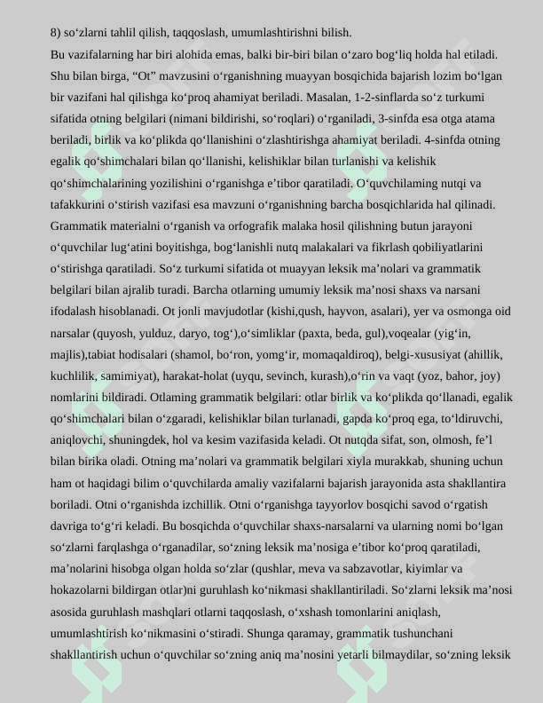OT SO‘Z TURKUMINI O‘RGANISHDA QO’LLANILADIGAN KO’RGAZMALARNING AHAMIYATI 8