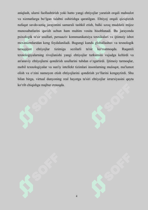 Birlamchi va ikkilamchi ehtiyojlar, ehtiyoj va mativlashtirish hulqi, ehtiyoj orqali qiziqtirish 4