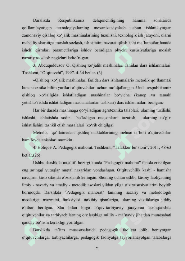 Ixtisoslik o’quv fanlarini yangi pedagogik texnologiyalar  asosida o’qitish 7