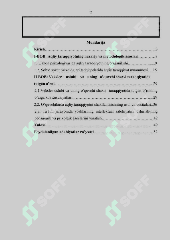 Vеkslеr uslubi va uning o’quvchi shaxsi taraqqiyotida tutgan o’rni 2