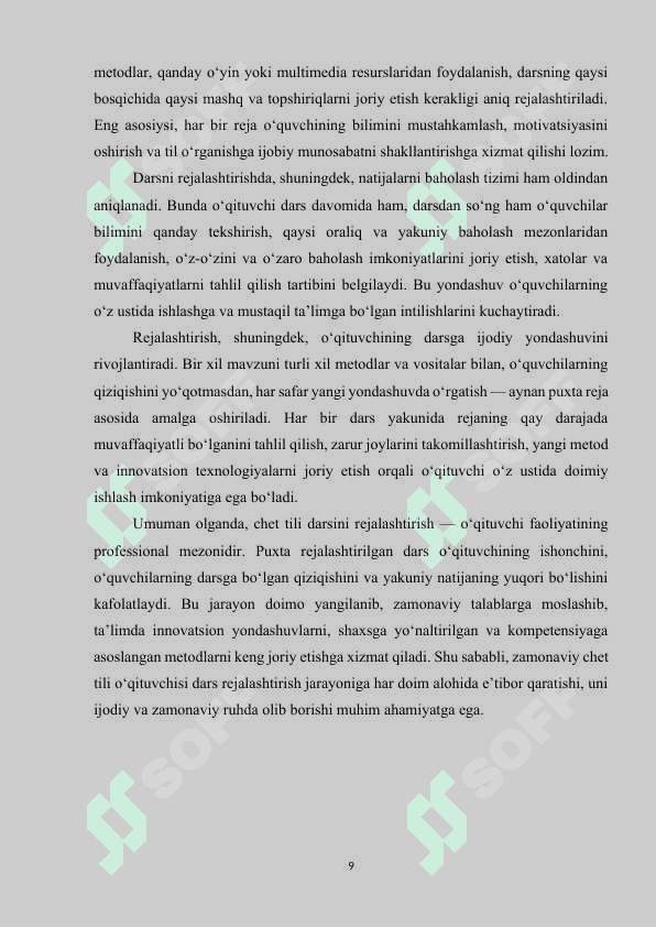 CHET TILI DARSINI REJALASHTIRISH MUAMMOLARI 8