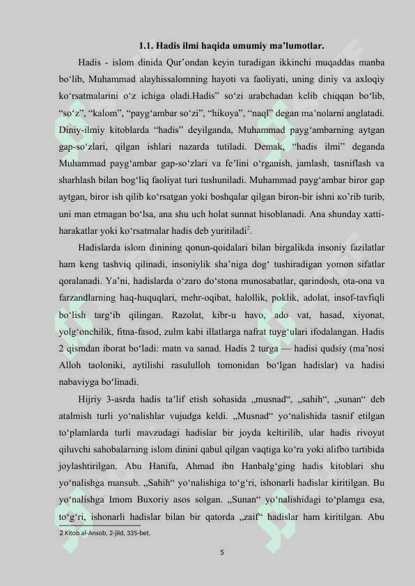Xadislarida tabiatga oid bandlarini o‘rganish va tahlil qilish. 5