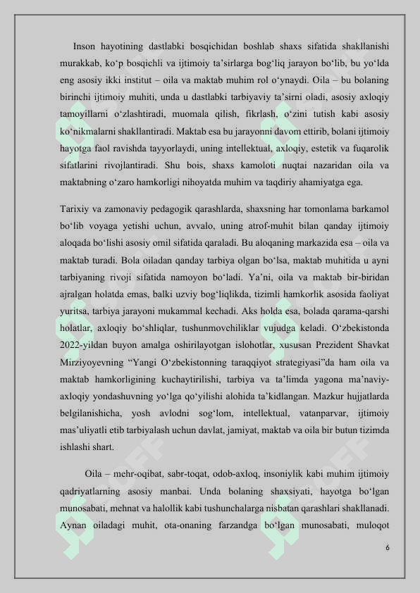 OILADA VA MAKTABDA O’QUVCHILAR SHAXSINI SHAKLLANTIRISH 6