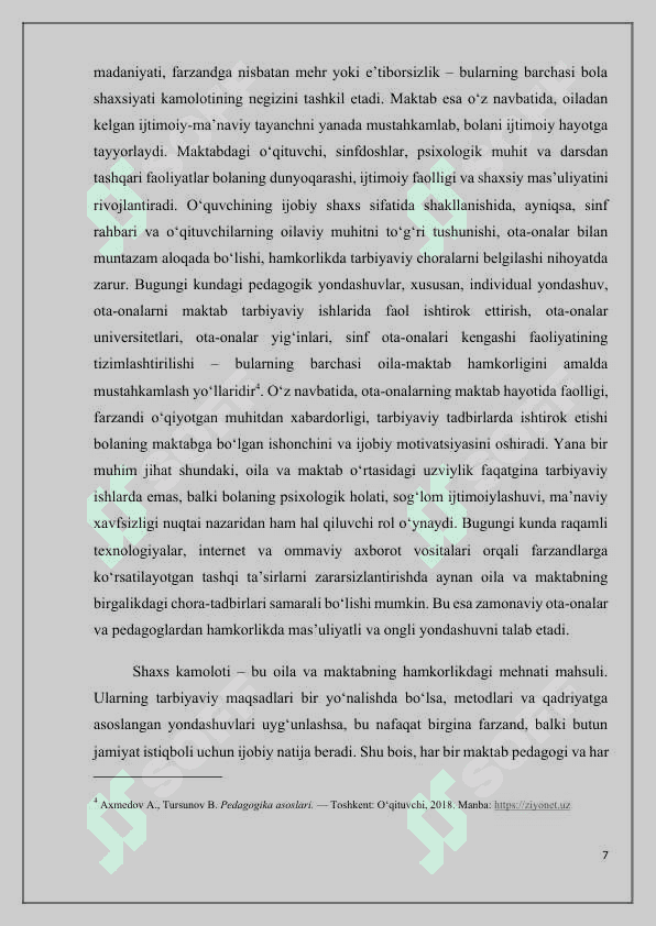 OILADA VA MAKTABDA O’QUVCHILAR SHAXSINI SHAKLLANTIRISH 7