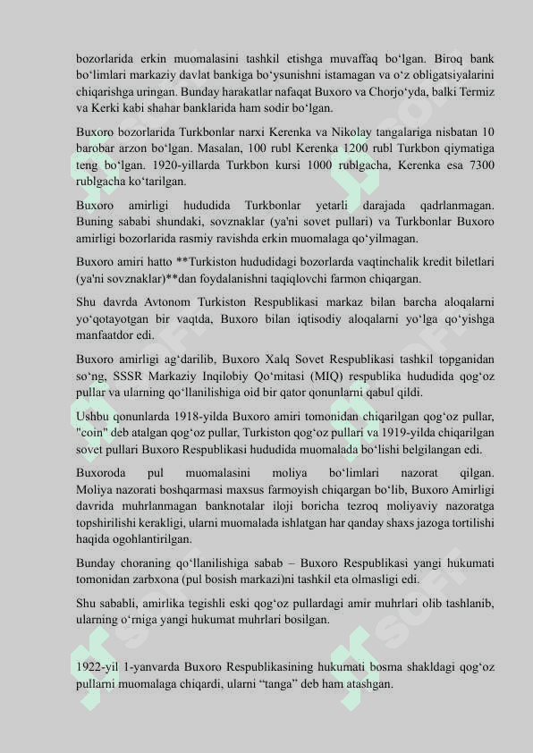 "BUXORO VA XORAZM RESPUBLIKALARIDA MOLIYAVIY SIYOSAT VA UNING OQIBATLARI" 2