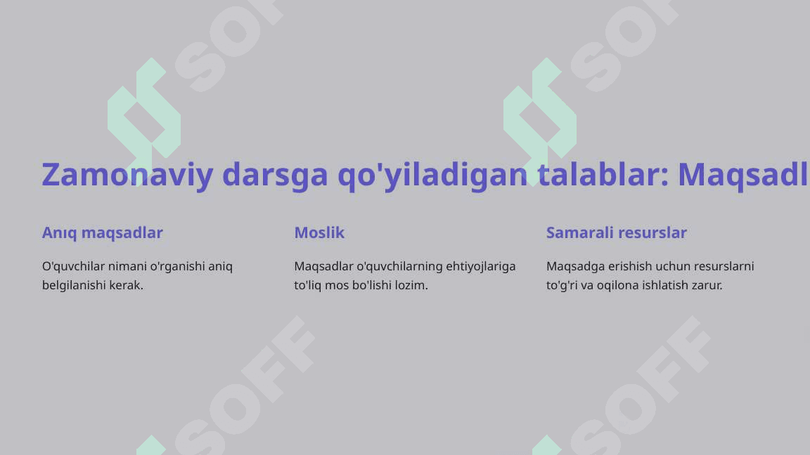 Zamonaviy dars va unga qo'yiladigan talablar 3