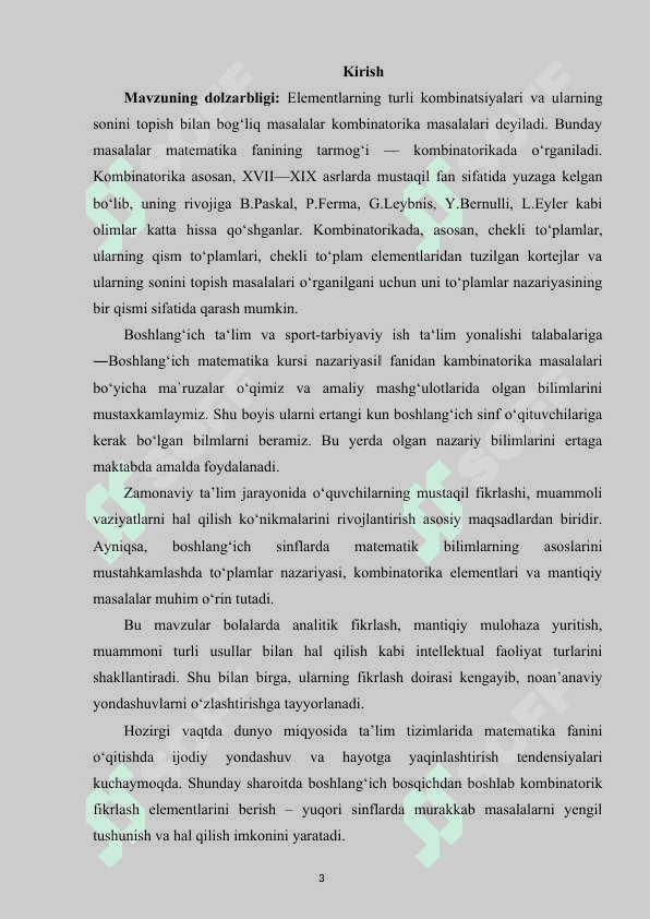 Boshlang‘ich sinflarda to‘plam va kombinatorika elementlari, mantiqiy masalalar 3