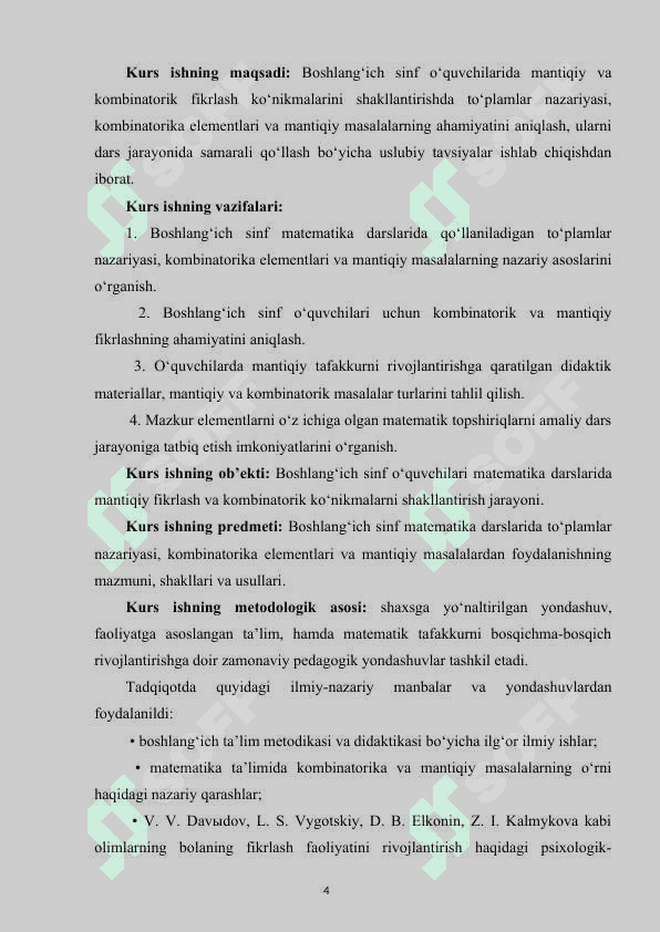 Boshlang‘ich sinflarda to‘plam va kombinatorika elementlari, mantiqiy masalalar 4