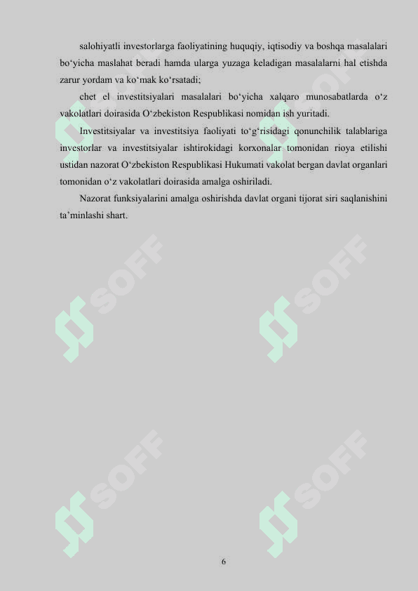 Investitsiya faoliyatining davlat tomonidan tartibga solinishi referat ishi 6