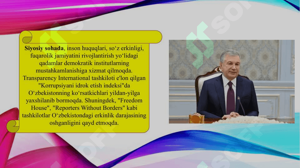 Yangi Oʻzbekiston ijtimoiy siyosiy iqtisodiy va madaniy hayotida roʻy berayotgan oʻzgarishlarning xalqaro reyting va indekslarda aks etishi (TAQDIMOT) 5