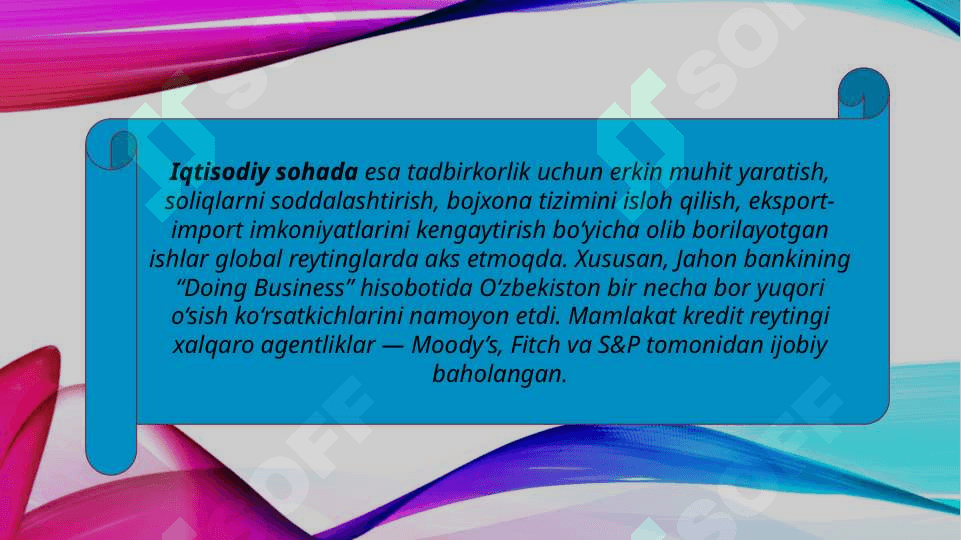 Yangi Oʻzbekiston ijtimoiy siyosiy iqtisodiy va madaniy hayotida roʻy berayotgan oʻzgarishlarning xalqaro reyting va indekslarda aks etishi (TAQDIMOT) 6