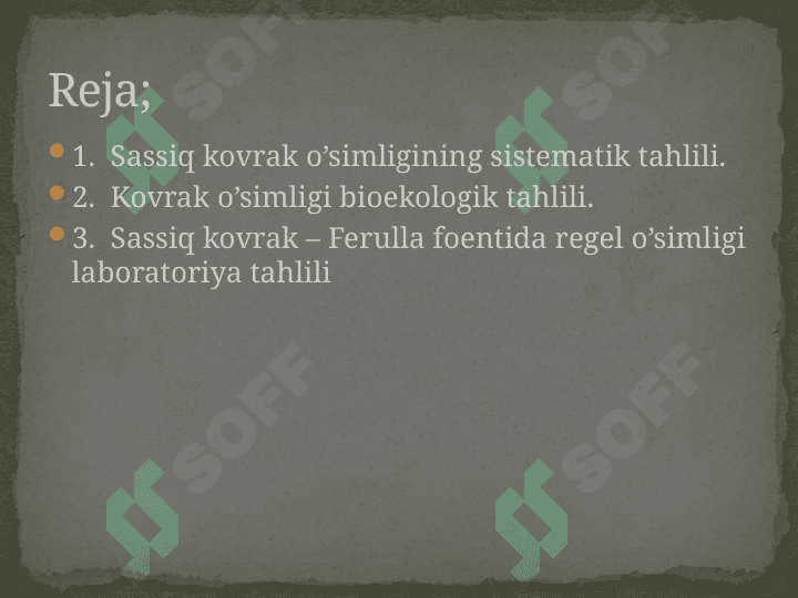 Sassiq kovrak – Ferulla foetida (bunge) regel o’simligi urug’lari laboratoriya tahlili 2