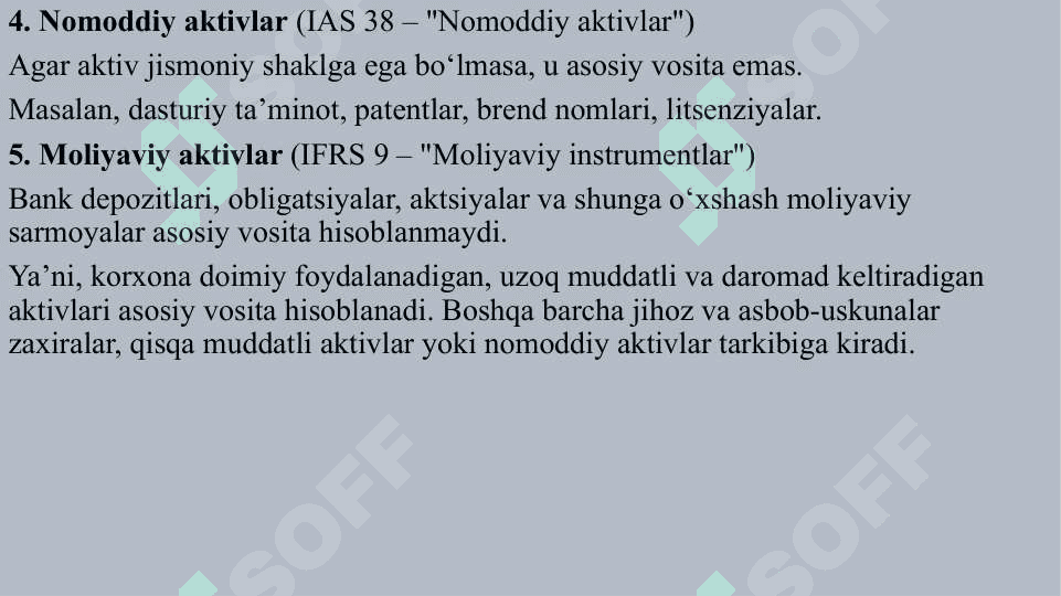 Asosiy vositalar haqida asosiy tushunchalar va ularning buxgalteriya hisobi. 8