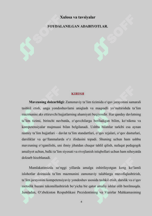 Ta`lim mazmunini aks ettiruvchi hujjatlar (KURS ISHI) 4