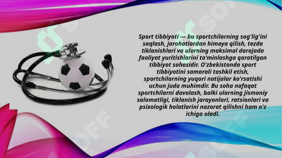 O'zbekistonda sport tibbiyotini tashkil etish asoslari (TAQDIMOT) 3