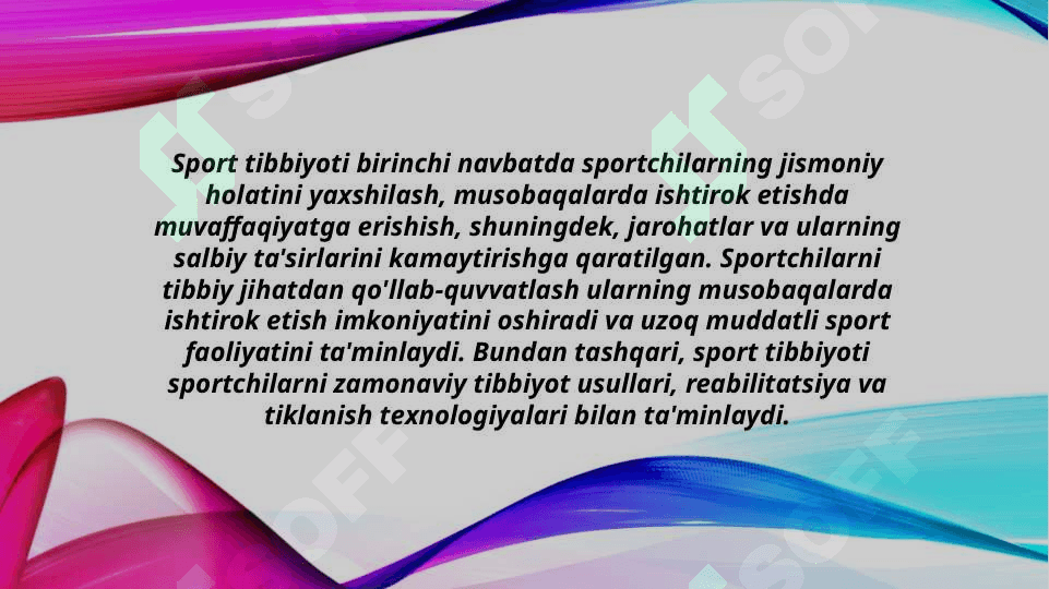 O'zbekistonda sport tibbiyotini tashkil etish asoslari (TAQDIMOT) 4
