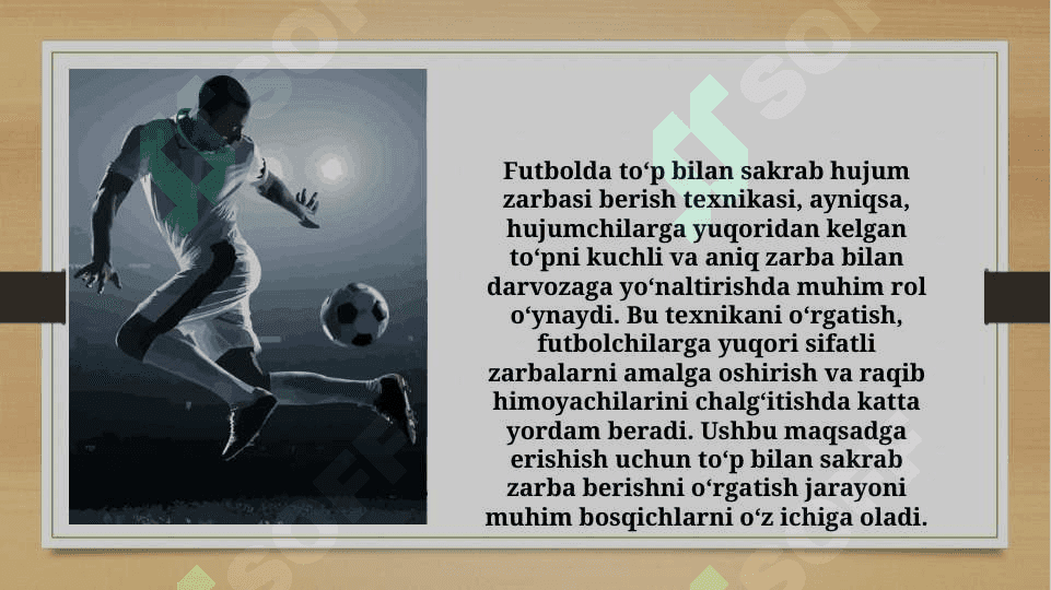 To'p bilan sakrab xujum zarbasi berish texnikasiga o'rgatish (TAQDIMOT) 3