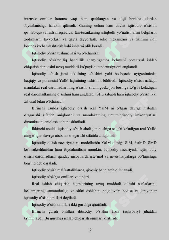 IQTISODIY RIVOJLANISH TO'G'RISIDAGI ASOSIY NAZARIYALAR 7
