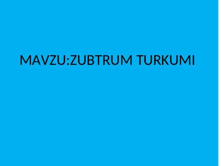 ZUBTRUM TURKUMI 1