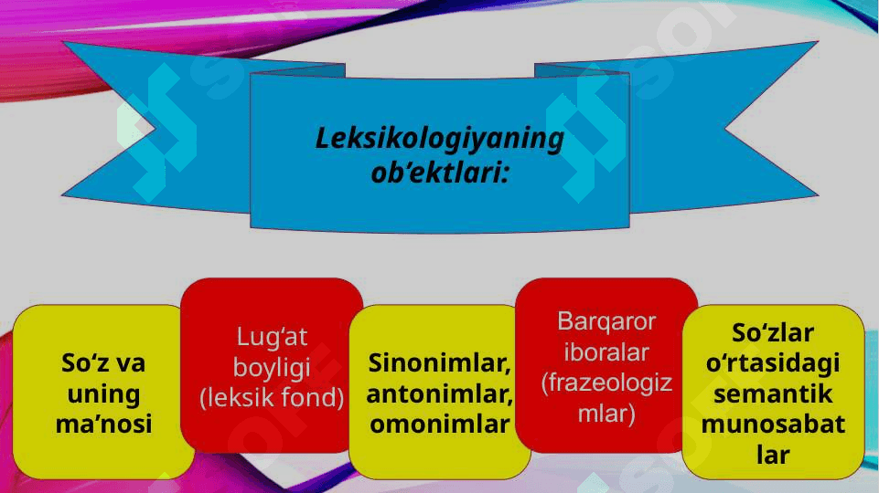 Leksikologiya, uning ob`ekti, turlari, vazifalari (TAQDIMOT) 8