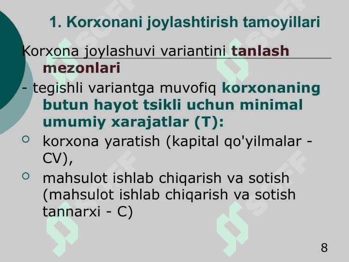 Hududiy ishlab chiqarish majmualari funksional tiplari va klassifikatsiyasi. 8
